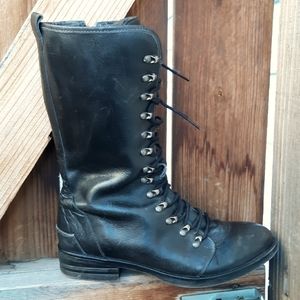 Bed Stu black leather lace up combat style boots women's 9
